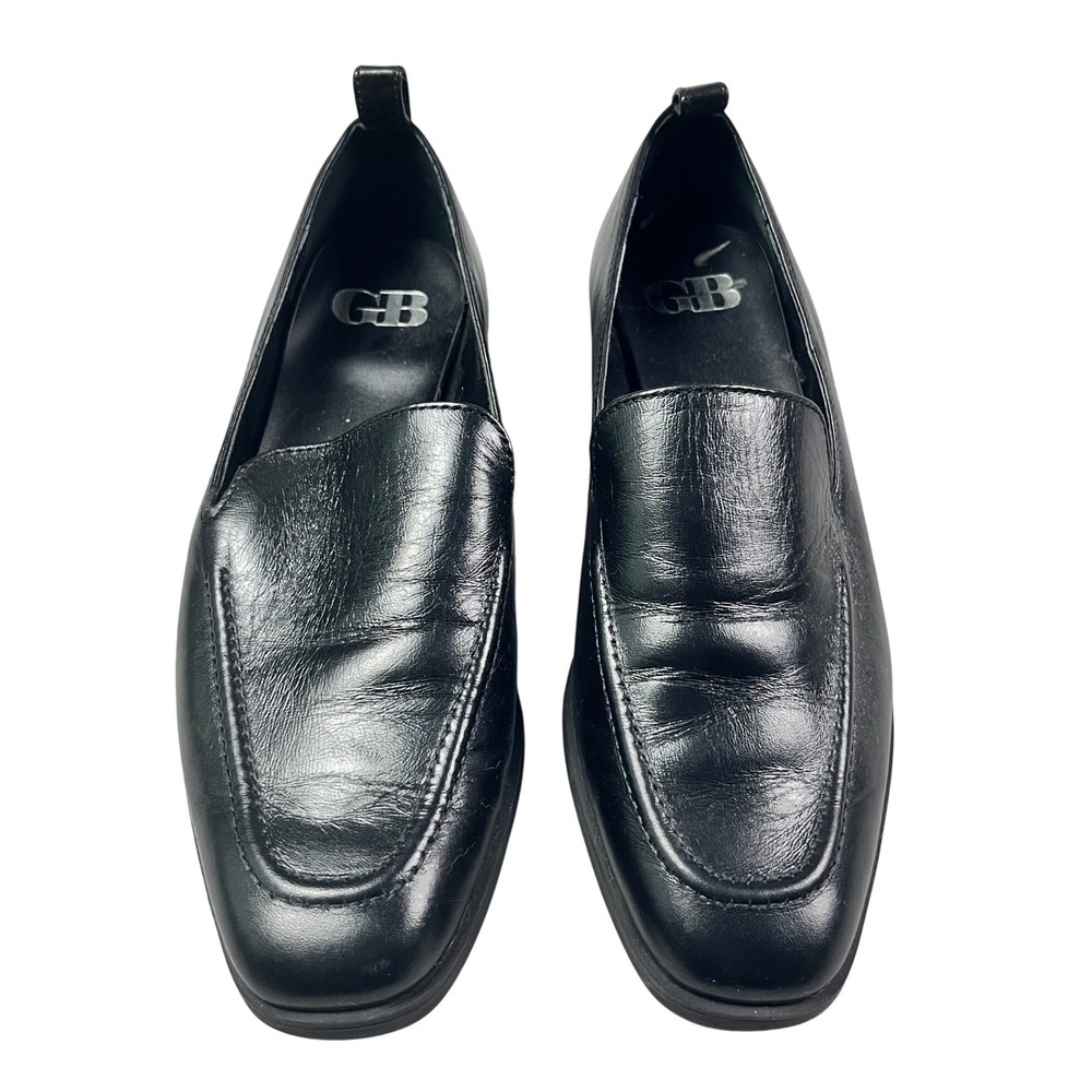 GB Gianni Bini‎ Flip Side Black Leather Loafers Womens 6M Slip On Flat Shoes